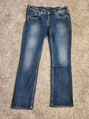 Aiko Silver Jeans Women's Straight Leg Denim in Medium Blue Wash GUC